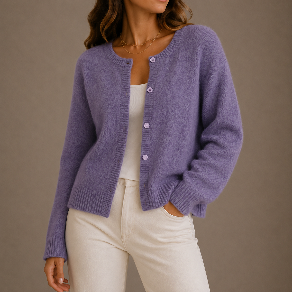 Tessa | Soft Button-Up Round Neck Knit Cardigan