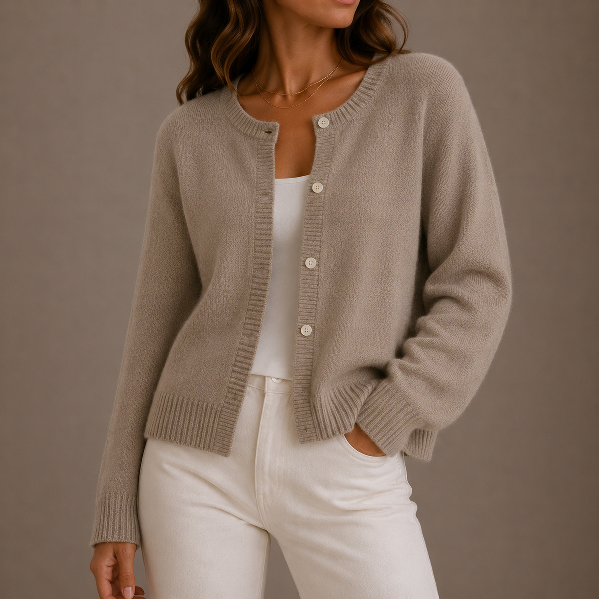 Tessa | Soft Button-Up Round Neck Knit Cardigan