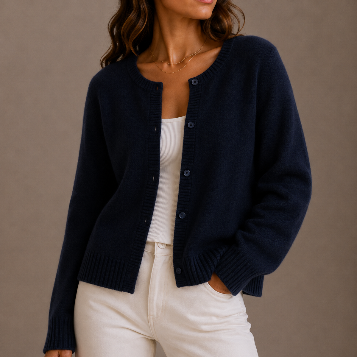 Tessa | Soft Button-Up Round Neck Knit Cardigan