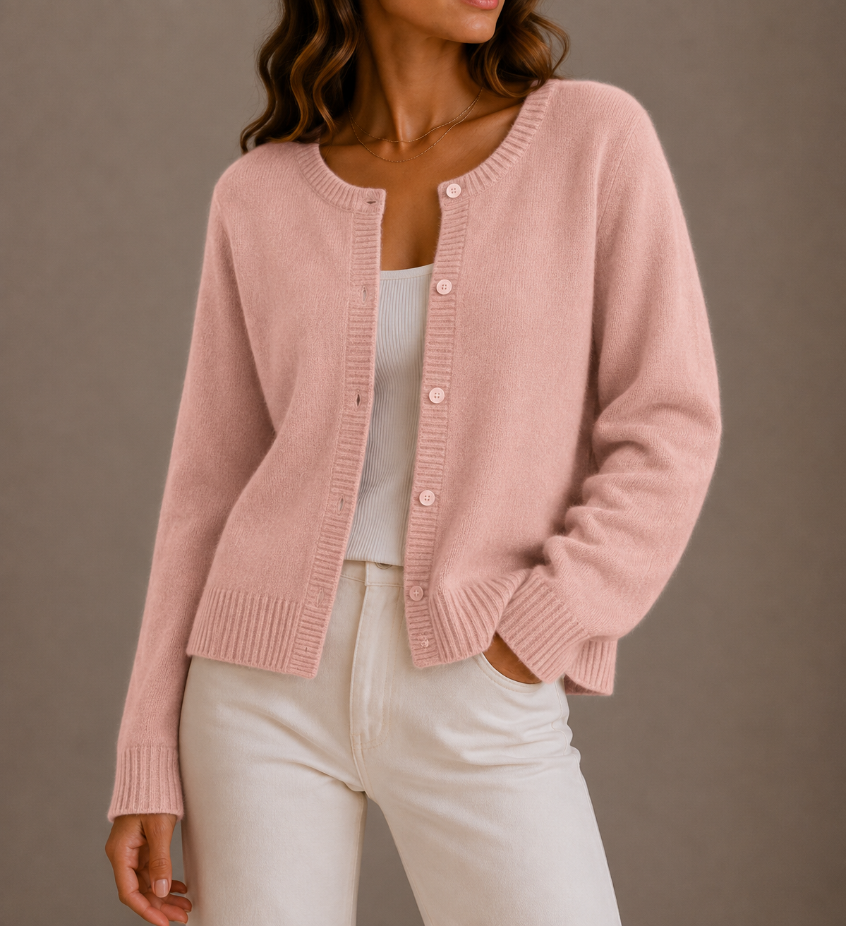 Tessa | Soft Button-Up Round Neck Knit Cardigan