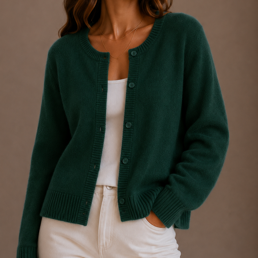 Tessa | Soft Button-Up Round Neck Knit Cardigan