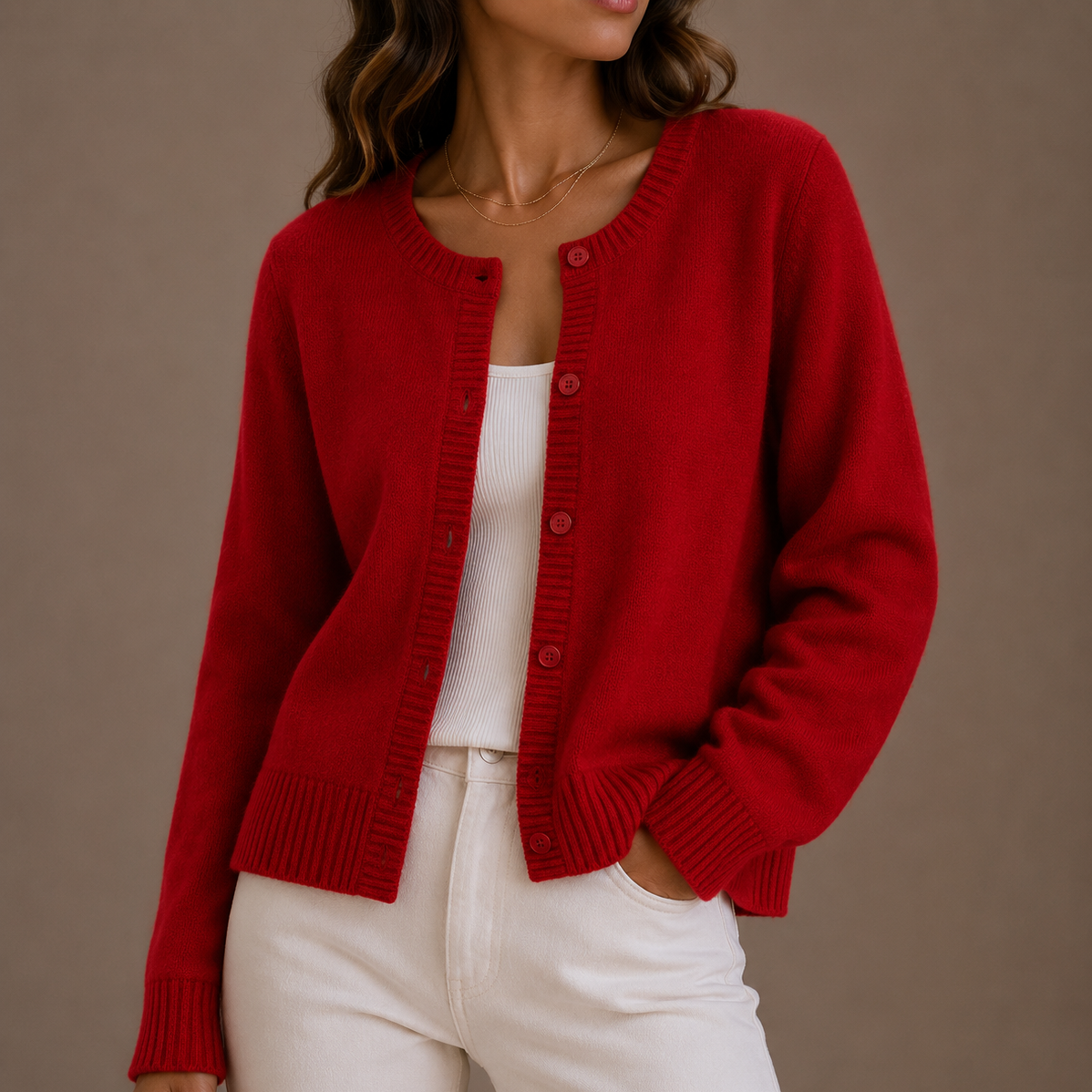 Tessa | Soft Button-Up Round Neck Knit Cardigan