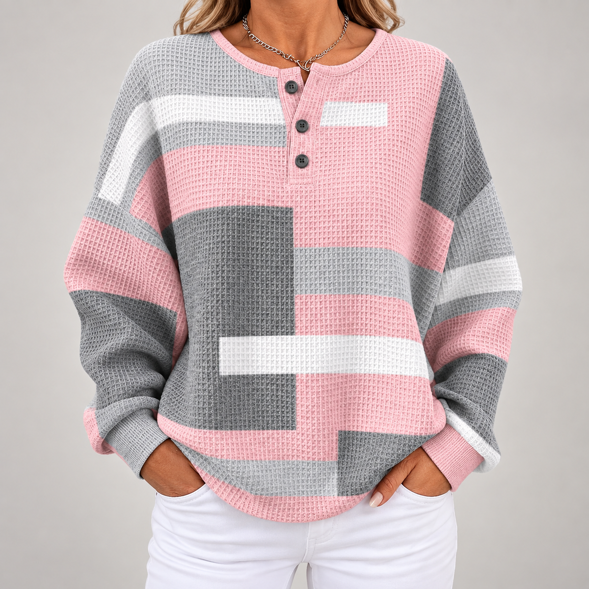 Georgia | Women Colorblock Button Cardigan