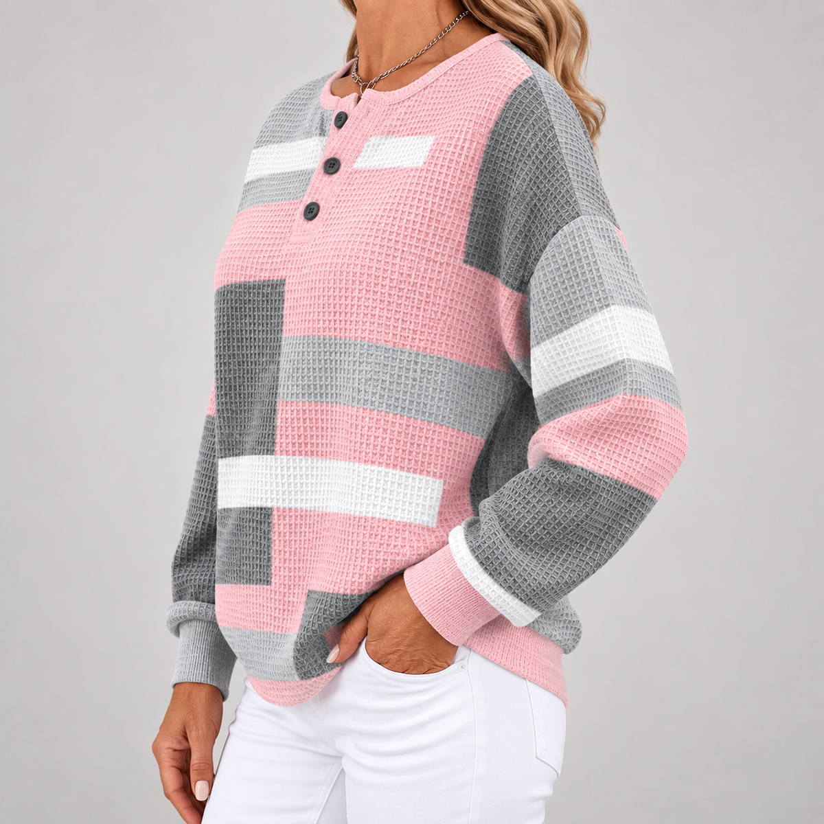 Georgia | Women Colorblock Button Cardigan