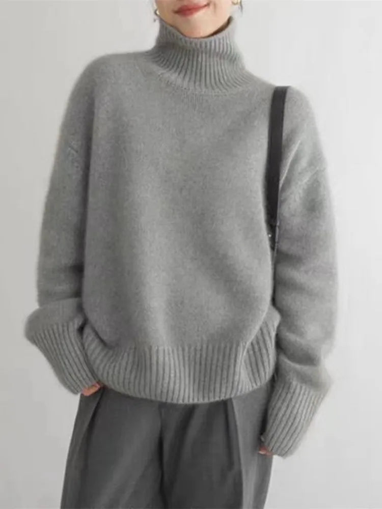 Clara | Women Ribbed Turtleneck Relaxed Fit Sweater