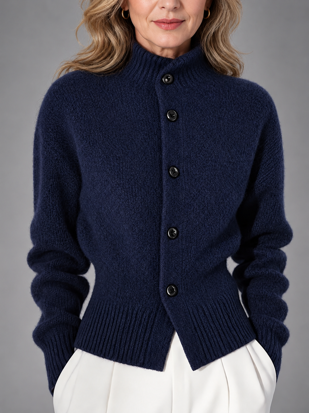 Millie | Button Front Ribbed Knit Cardigan