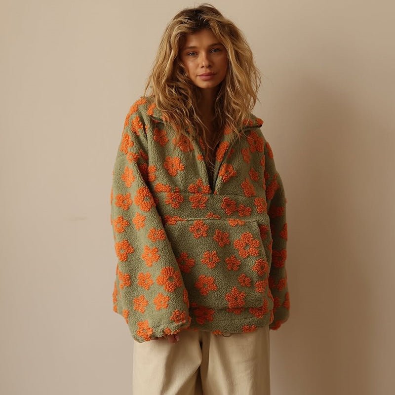 Victoria | Women Floral Hooded Half Zip Cardigan