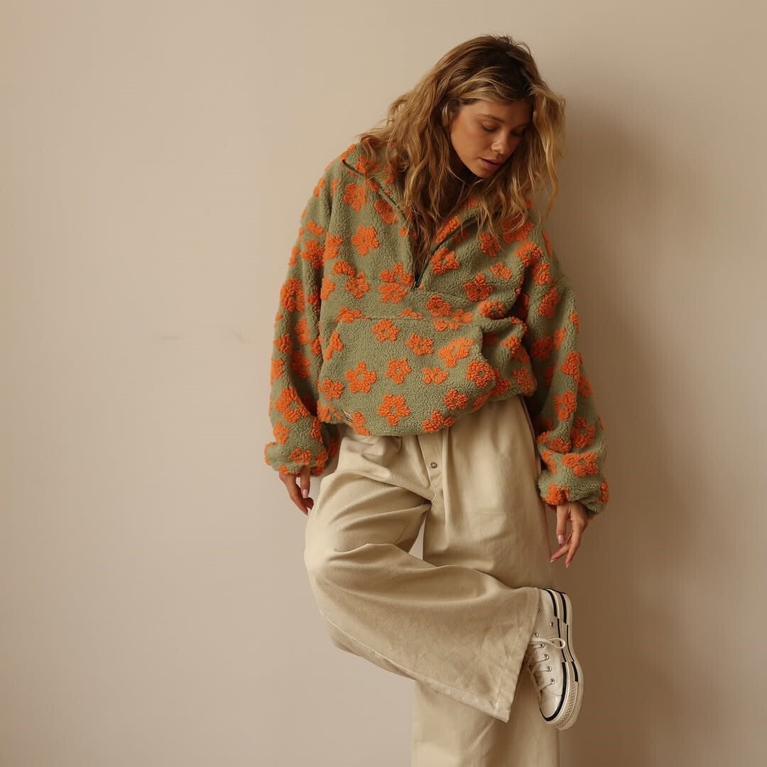 Victoria | Women Floral Hooded Half Zip Cardigan