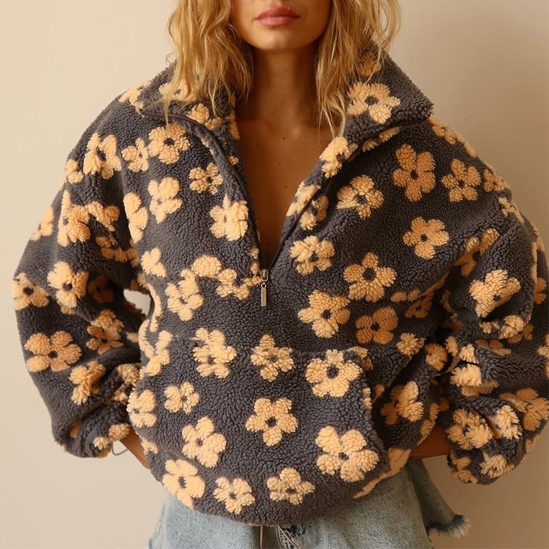 Victoria | Women Floral Hooded Half Zip Cardigan