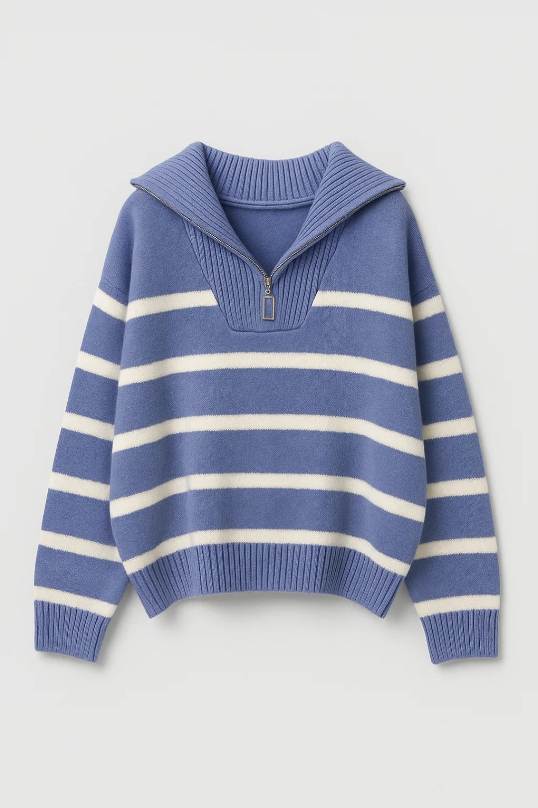 Kairis | Zip Collar Striped Knit Jumper