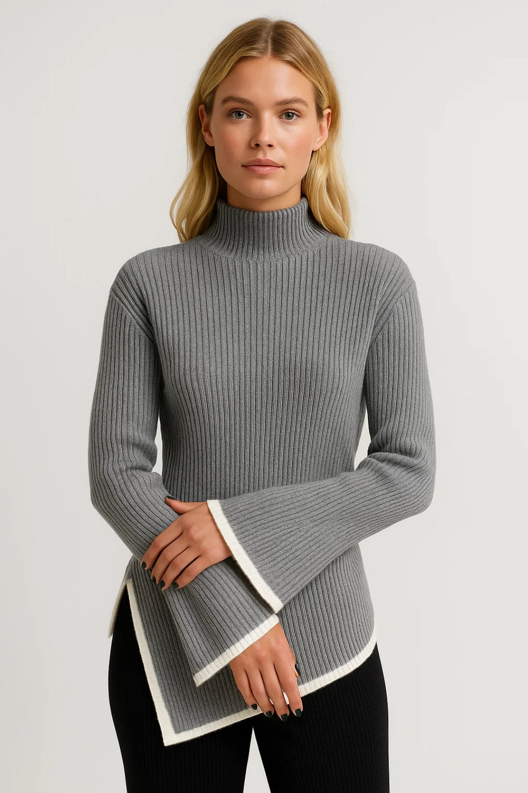 Aureole | Flared Sleeve Turtleneck Knit Jumper