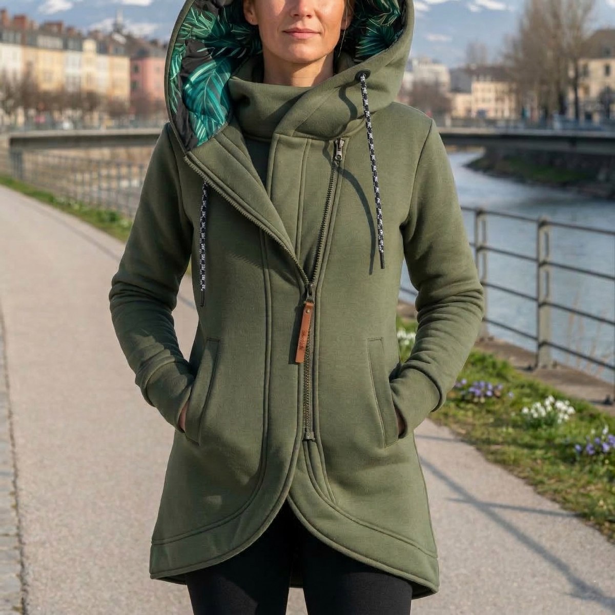 Natalie | Women Hooded Full Zip Longline Parka Jacket