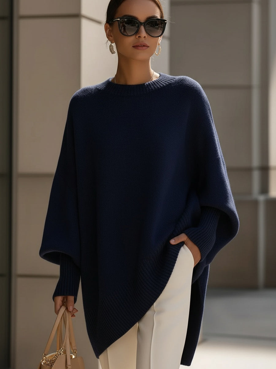Lillian | Women Oversized Batwing Crewneck Pullover Sweater