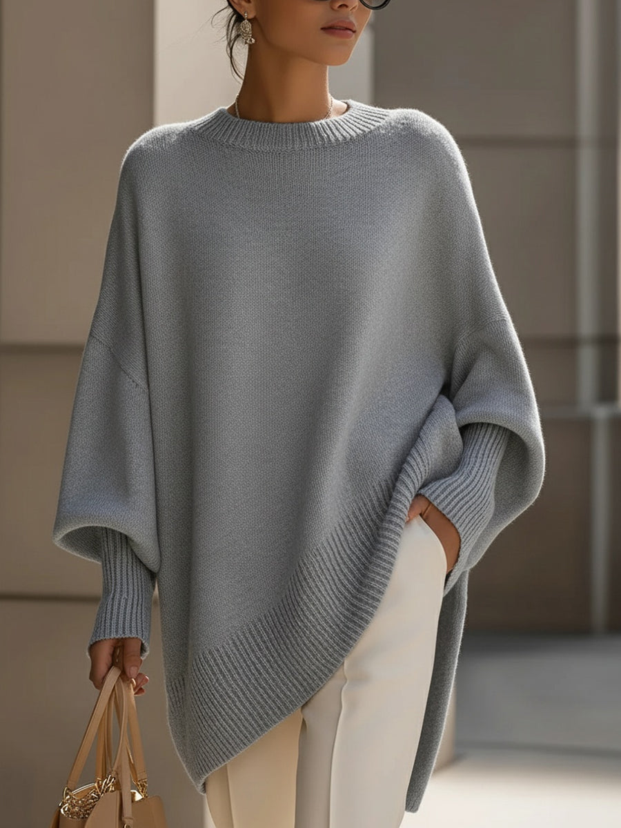 Lillian | Women Oversized Batwing Crewneck Pullover Sweater