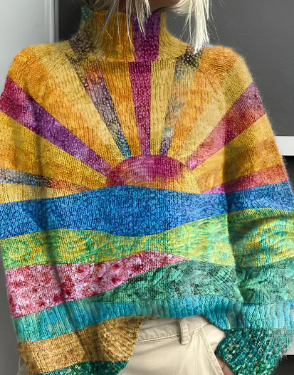 Estelle | Women Multicolor High Neck Knit Jumper