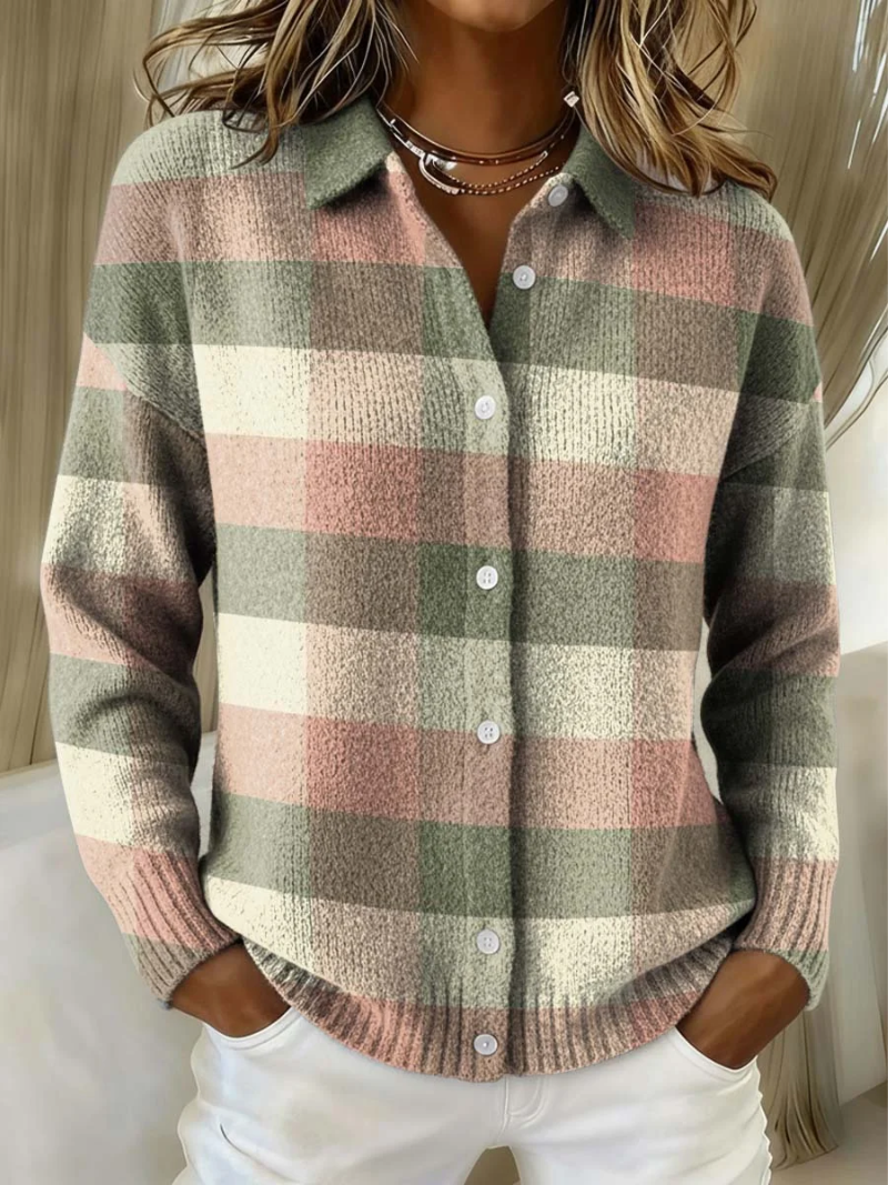 Harper | Women’s Button Front Check Cardigan
