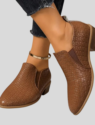 Maud woven ankle boots in dark brown