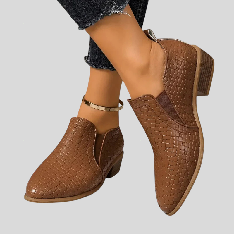 Maud woven ankle boots in dark brown
