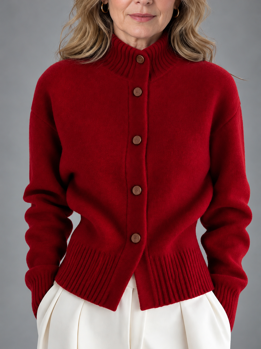 Millie | Button Front Ribbed Knit Cardigan