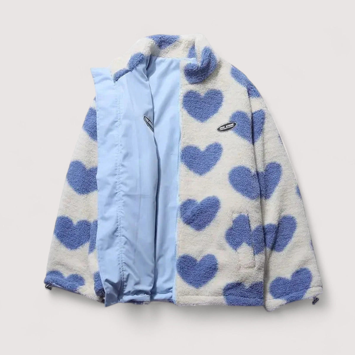 Natalie | Women Heart Print Hooded Zip Front Jacket