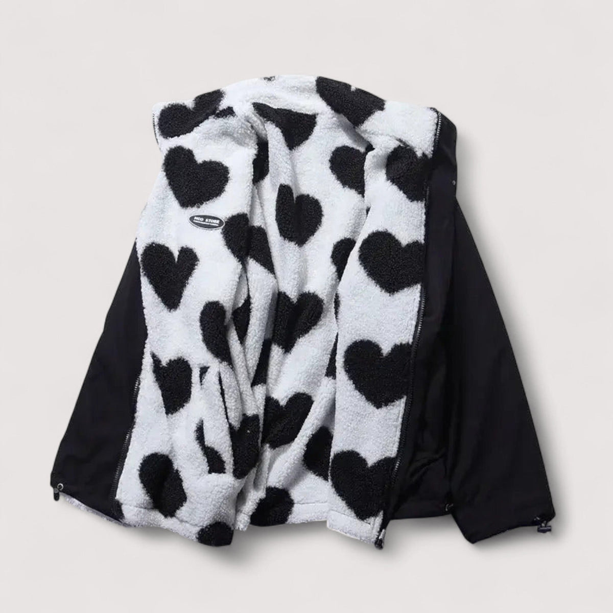 Natalie | Women Heart Print Hooded Zip Front Jacket
