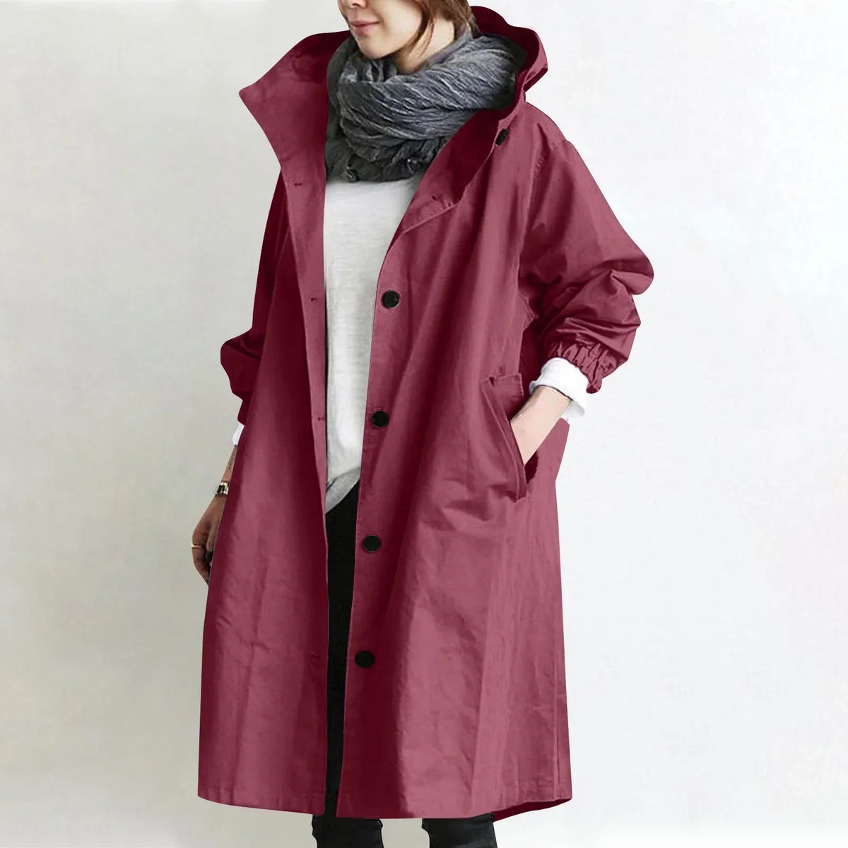 Claudia | Women Hooded Button Jacket