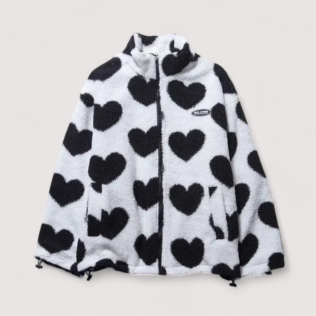 Natalie | Women Heart Print Hooded Zip Front Jacket