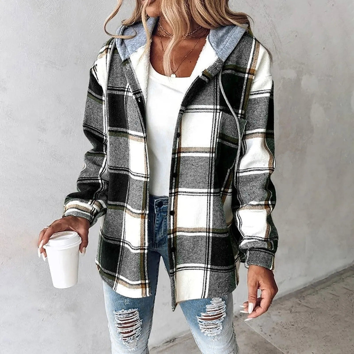Beatrix | Women Plaid Hooded Jacket