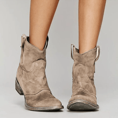 Petra western pull-on ankle boots in taupe