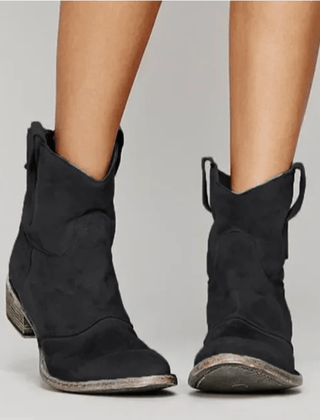 Petra western pull-on ankle boots in black