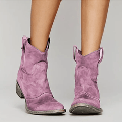 Petra western pull-on ankle boots in pink