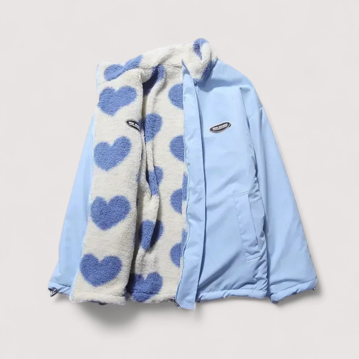 Natalie | Women Heart Print Hooded Zip Front Jacket