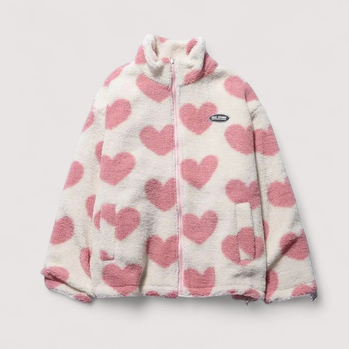 Natalie | Women Heart Print Hooded Zip Front Jacket