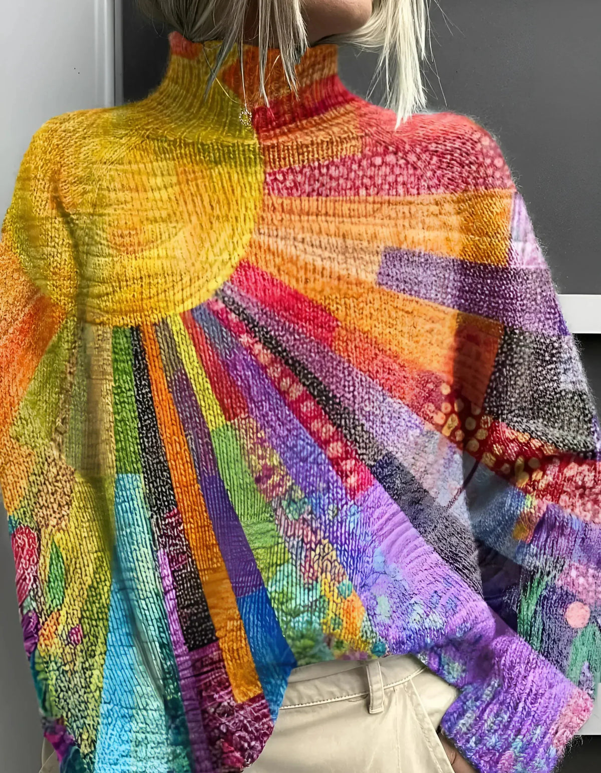 Estelle | Women Multicolor High Neck Knit Jumper