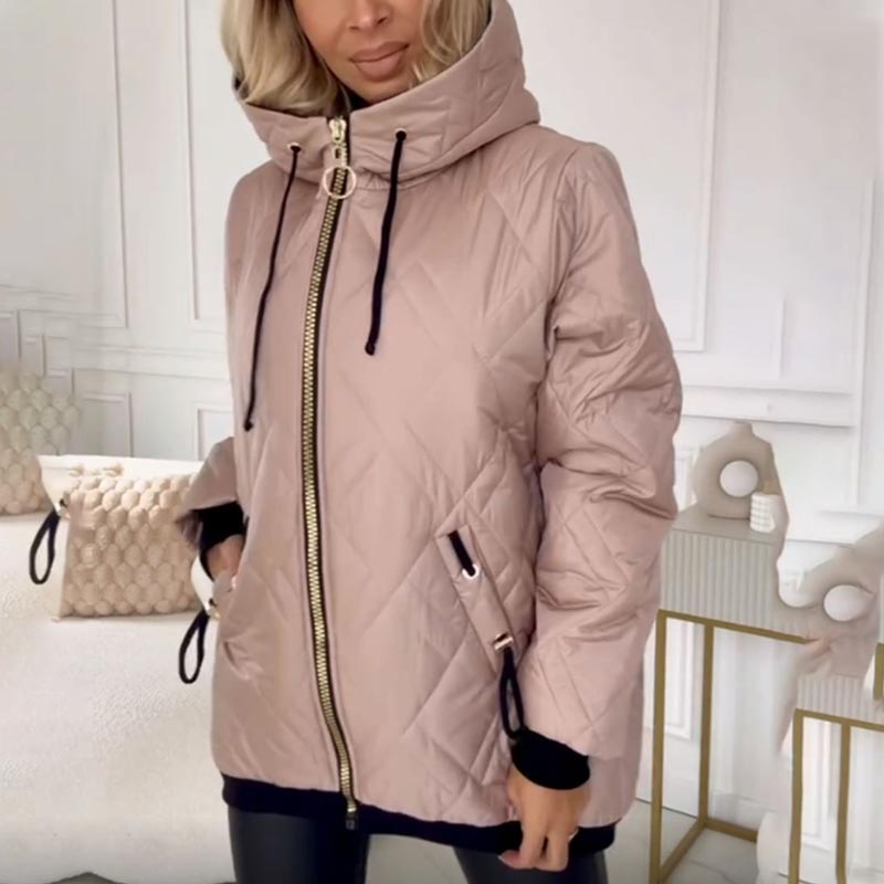 Kialina | Quilted Hooded Parka with Front Zipper