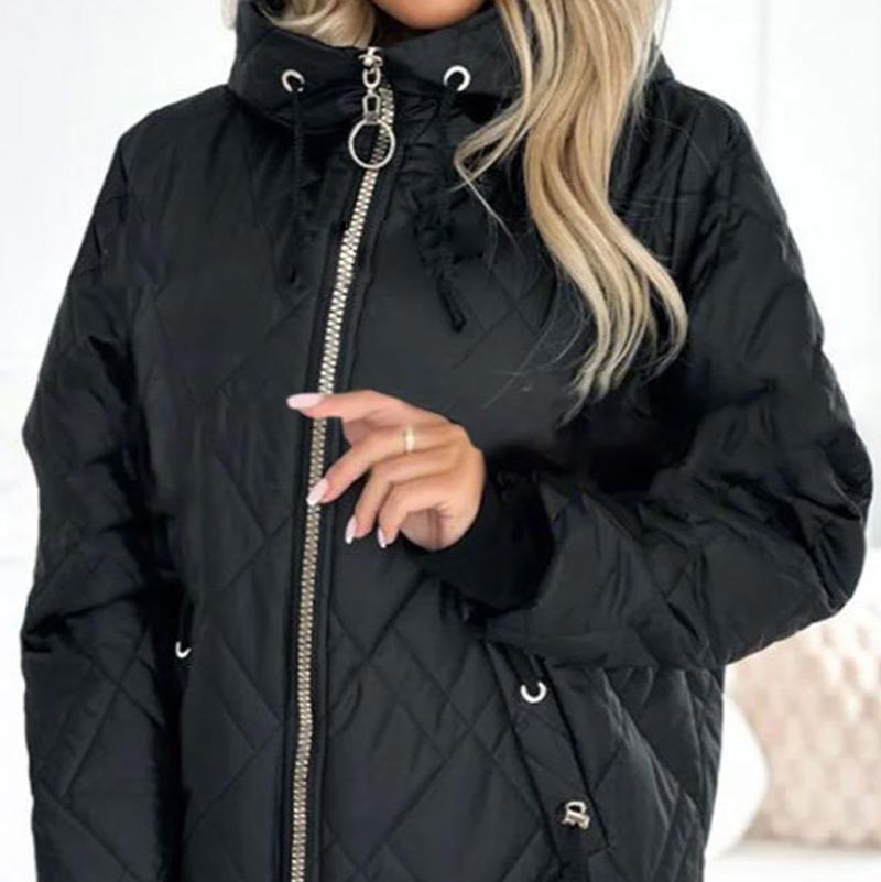 Kialina | Quilted Hooded Parka with Front Zipper