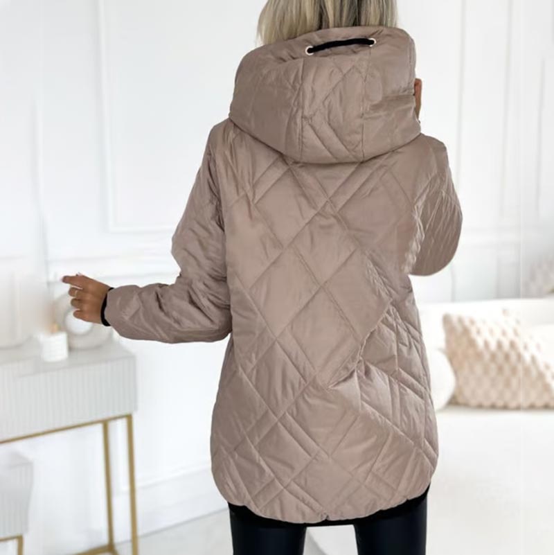 Kialina | Quilted Hooded Parka with Front Zipper