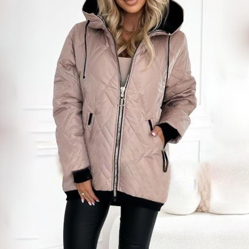 Kialina | Quilted Hooded Parka with Front Zipper