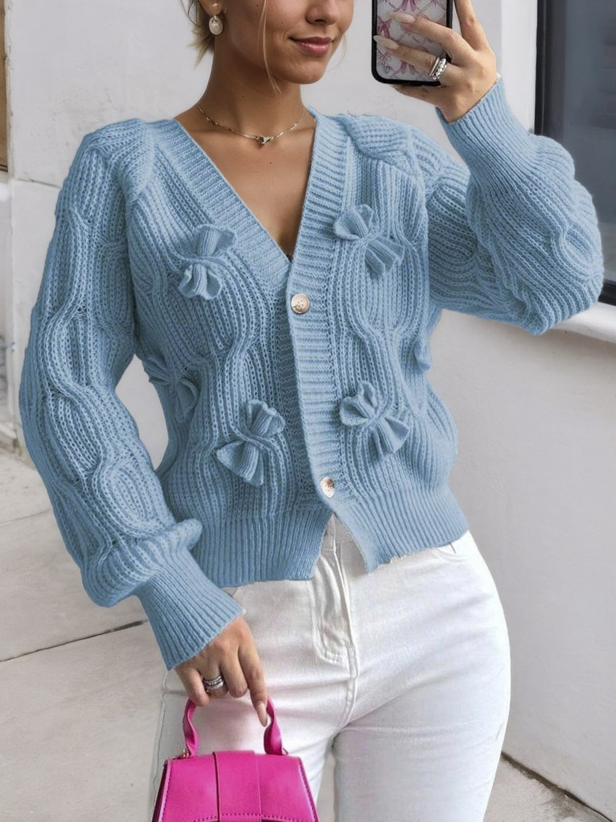 Henrietta | Bow Detail Button Cardigan