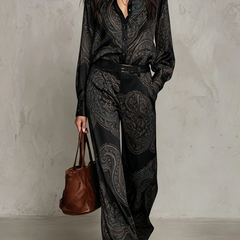 Verena paisley two-piece set in Black