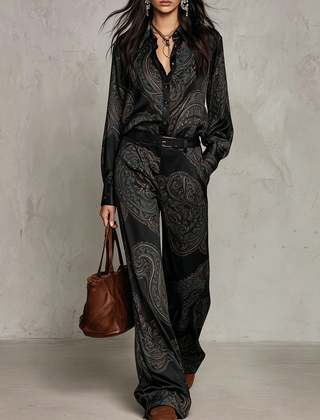 Verena paisley two-piece set in Black