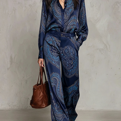 Verena paisley two-piece set in Navy