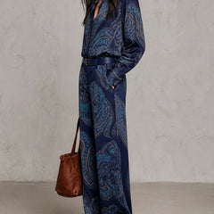 Verena paisley two-piece set in Navy, styled look