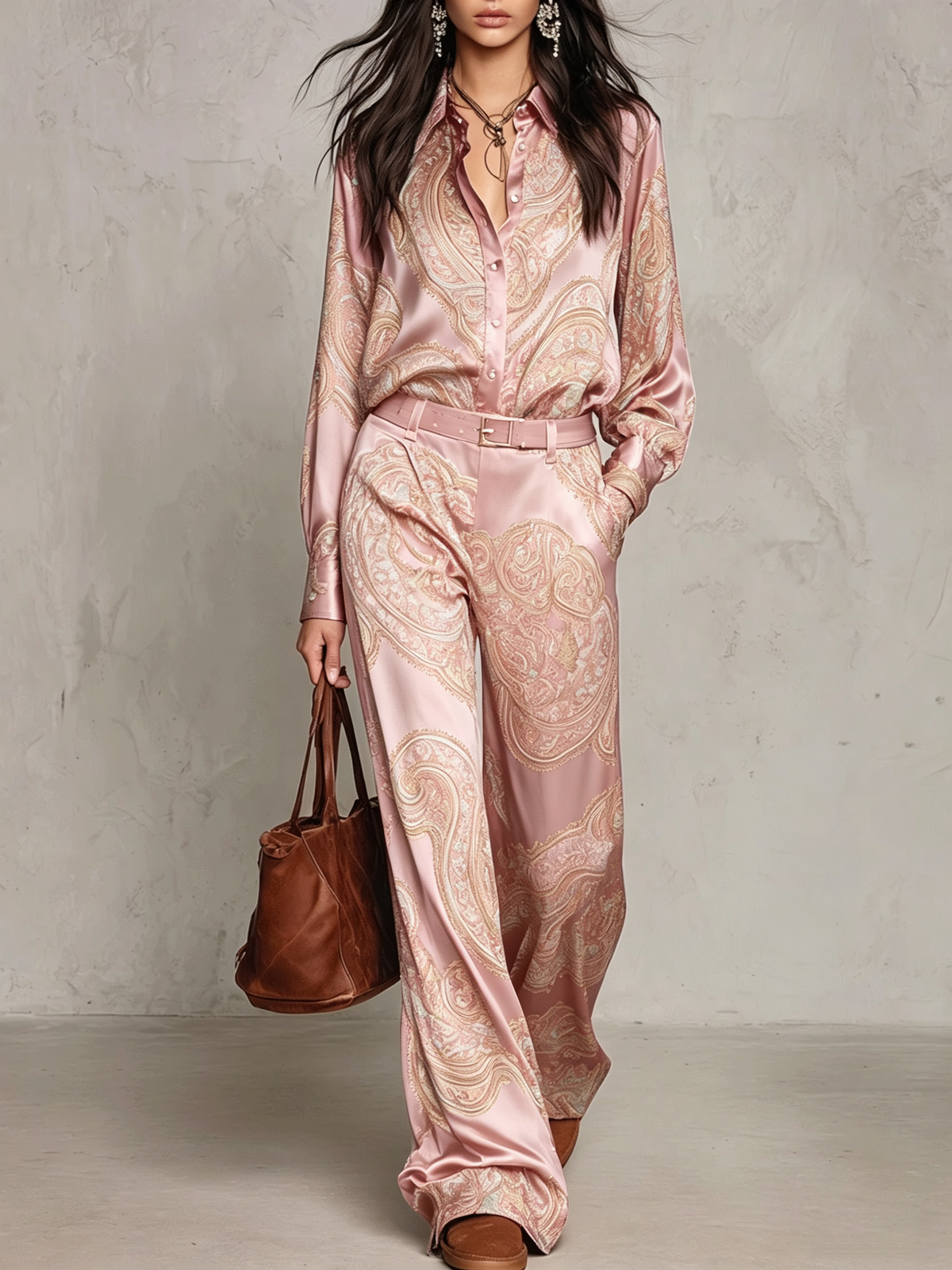 Verena paisley two-piece set in Pink