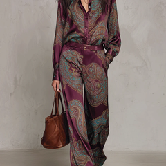 Verena paisley two-piece set in Burgundy
