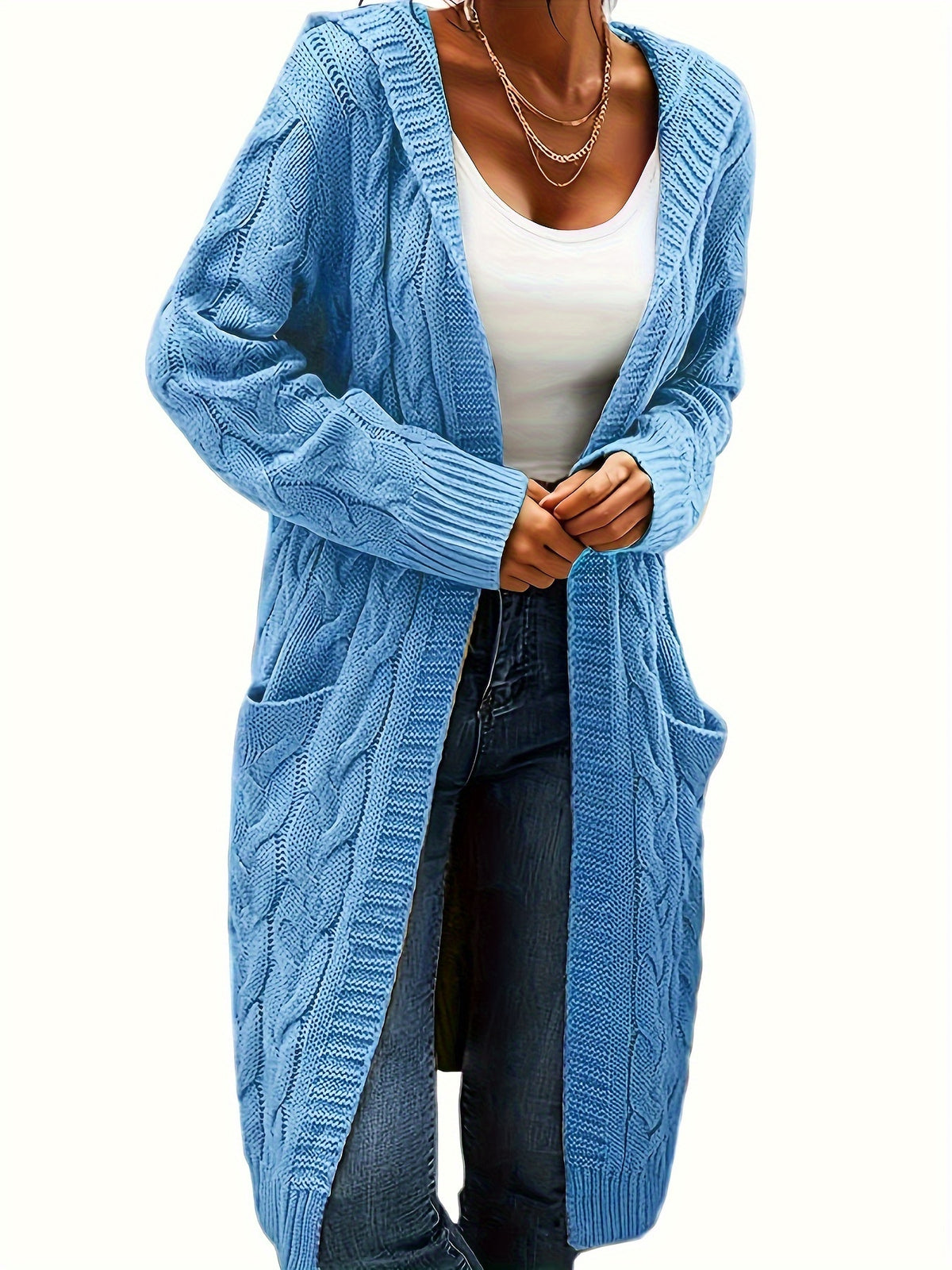 Tamsin | Longline Cable Knit Cardigan