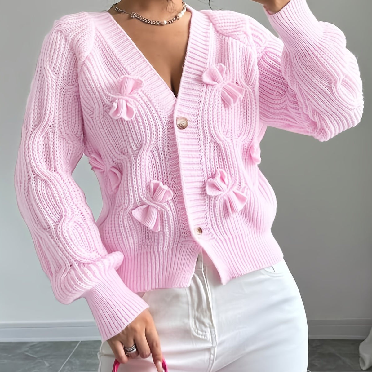 Henrietta | Bow Detail Button Cardigan