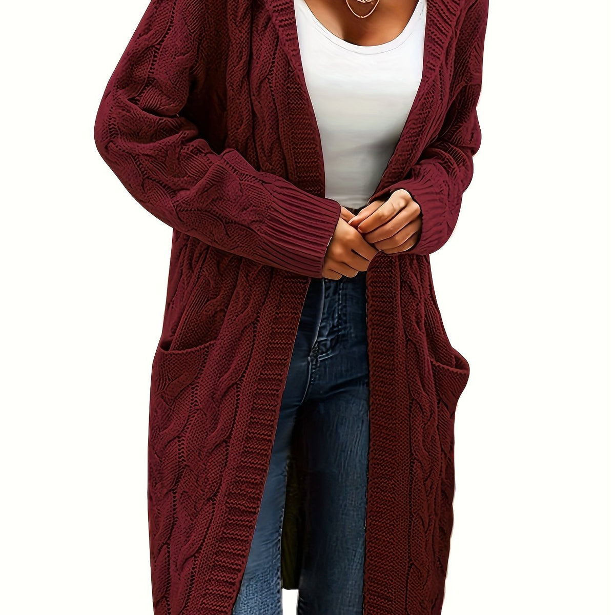 Tamsin | Longline Cable Knit Cardigan