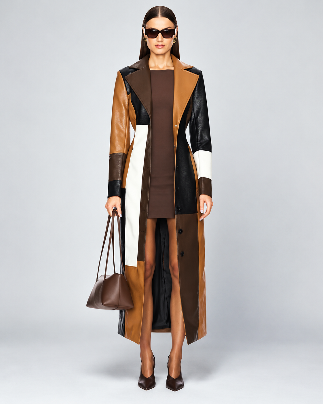 Imelda long patchwork coat