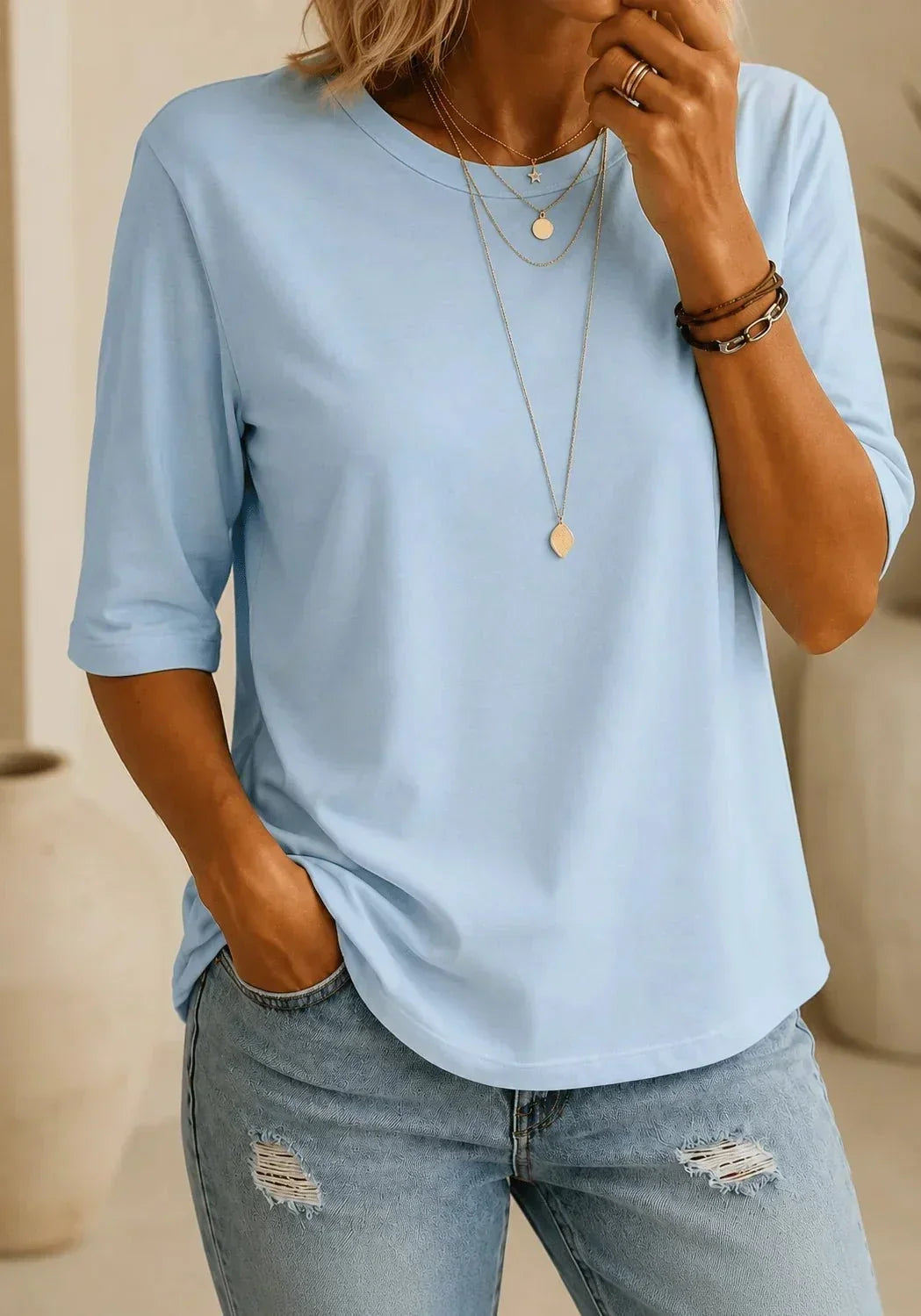 Vera | Round Neck Sleeve T-Shirt